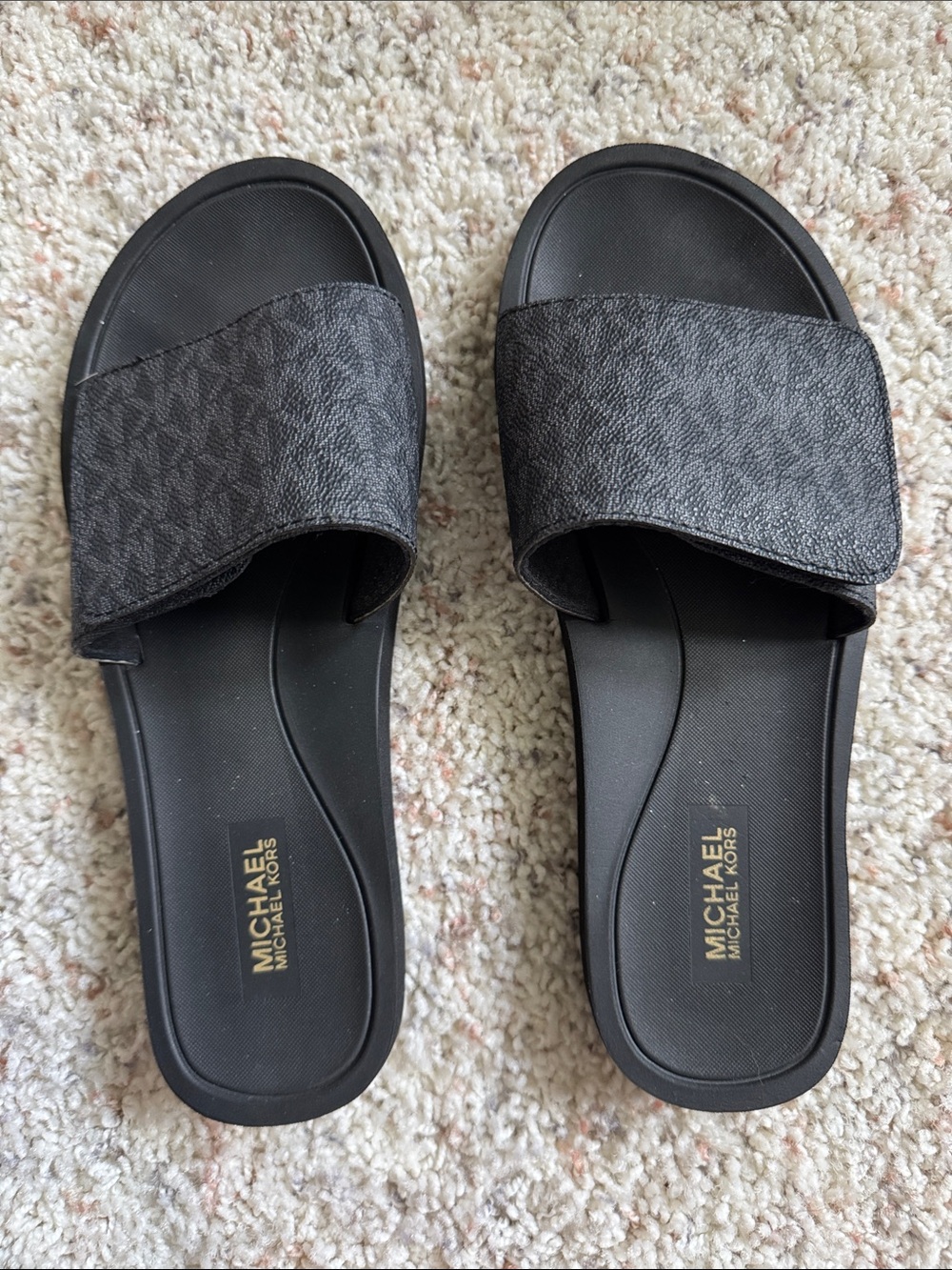 MICHAEL Michael Kors Black Logo Slide Sandals
